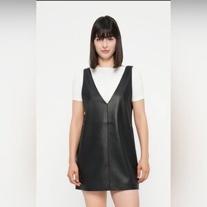 NWT Chic Black V-Neck OverlayFaux Leather Black dress Sz 2x